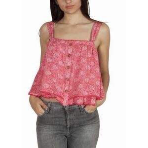 Free People Sweet Caroline Tank Top Crochet Lace Button-Front Women Large Boho L